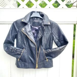 GUESS, Faux Leather Asymmetrical Moto Jacket